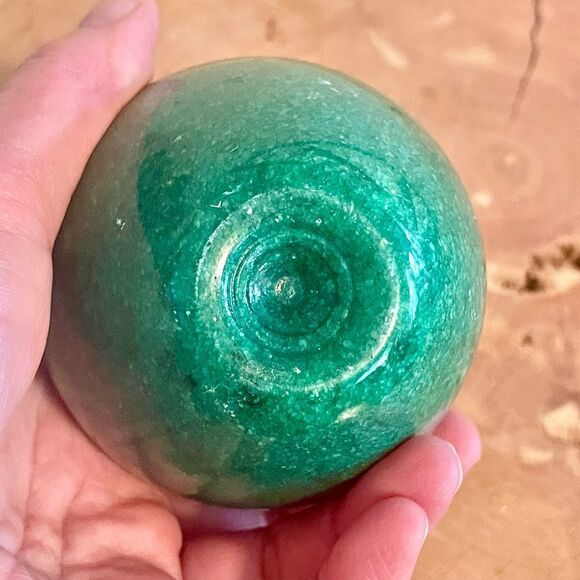 Artisan Alabaster Green Apple Paperweight w/Green Leaf Stem Vintage 80s Decor - Picture 4 of 4